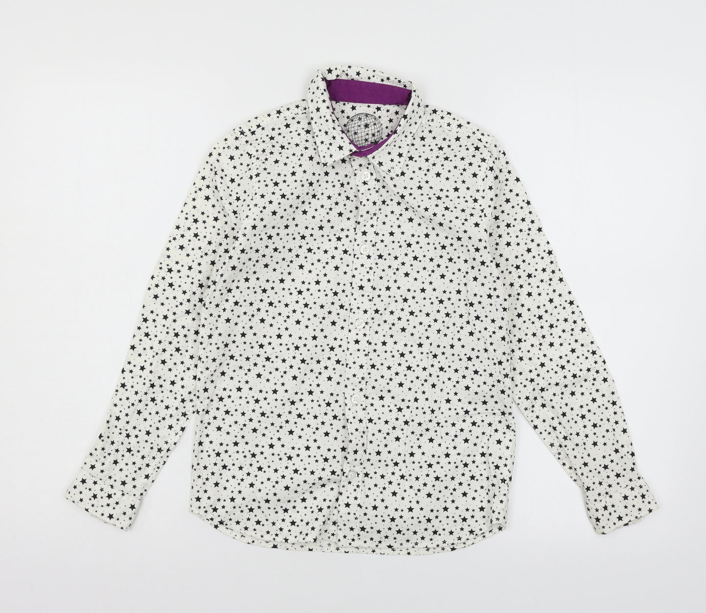 F&F Girls White Geometric  Basic Button-Up Size 8-9 Years