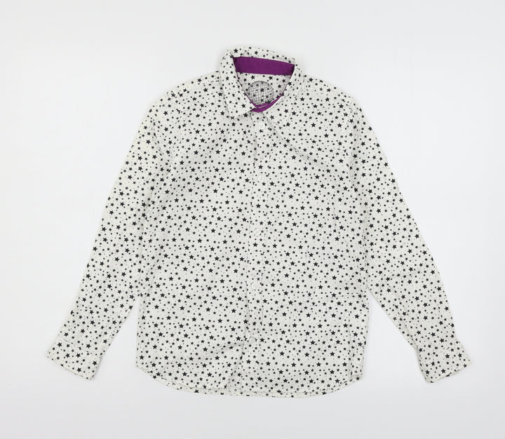 F&F Girls White Geometric  Basic Button-Up Size 8-9 Years