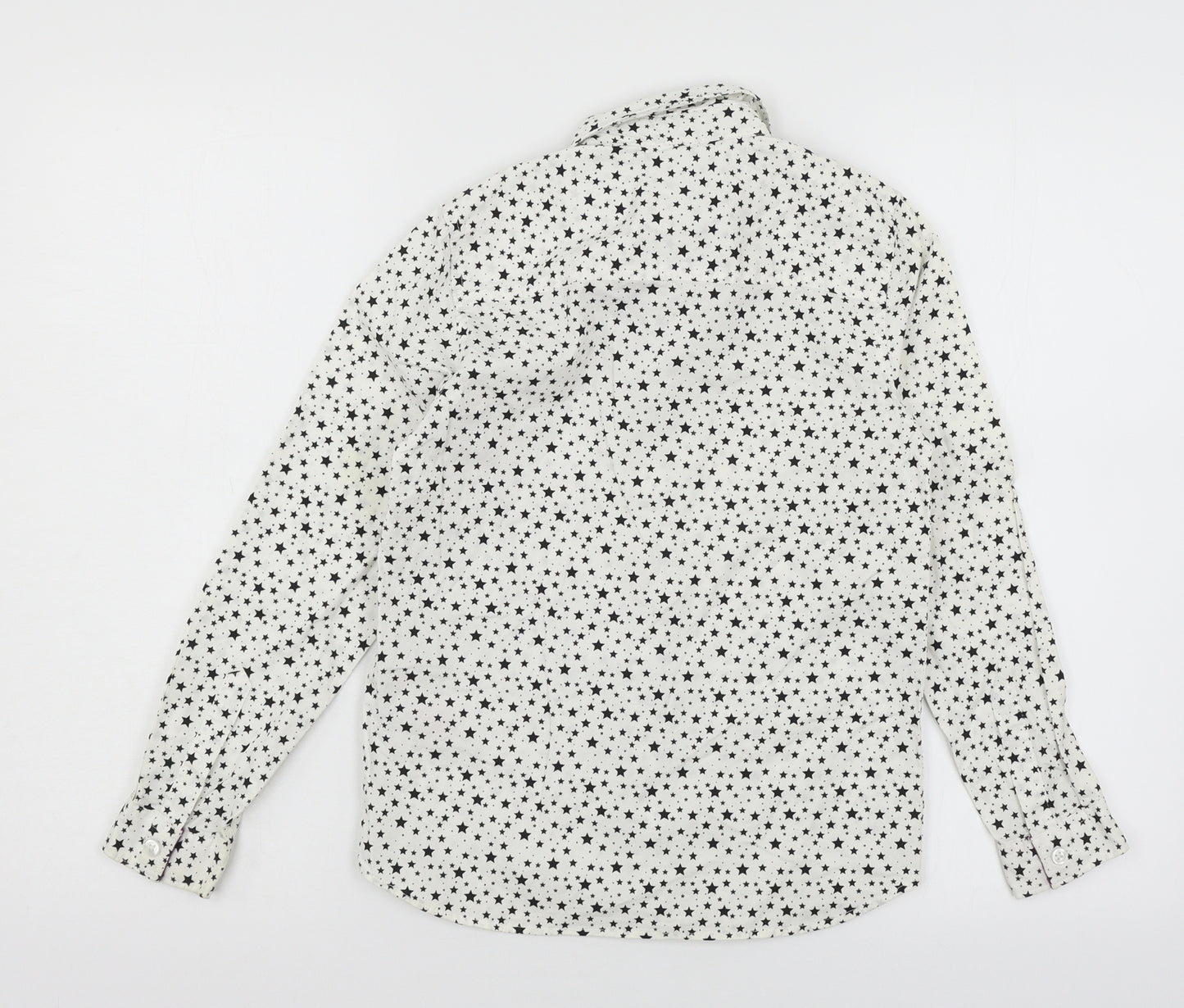 F&F Girls White Geometric  Basic Button-Up Size 8-9 Years