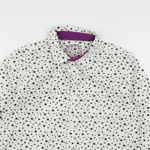 F&F Girls White Geometric  Basic Button-Up Size 8-9 Years