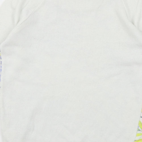BASSINI Womens White Floral Knit Pullover Jumper Size M