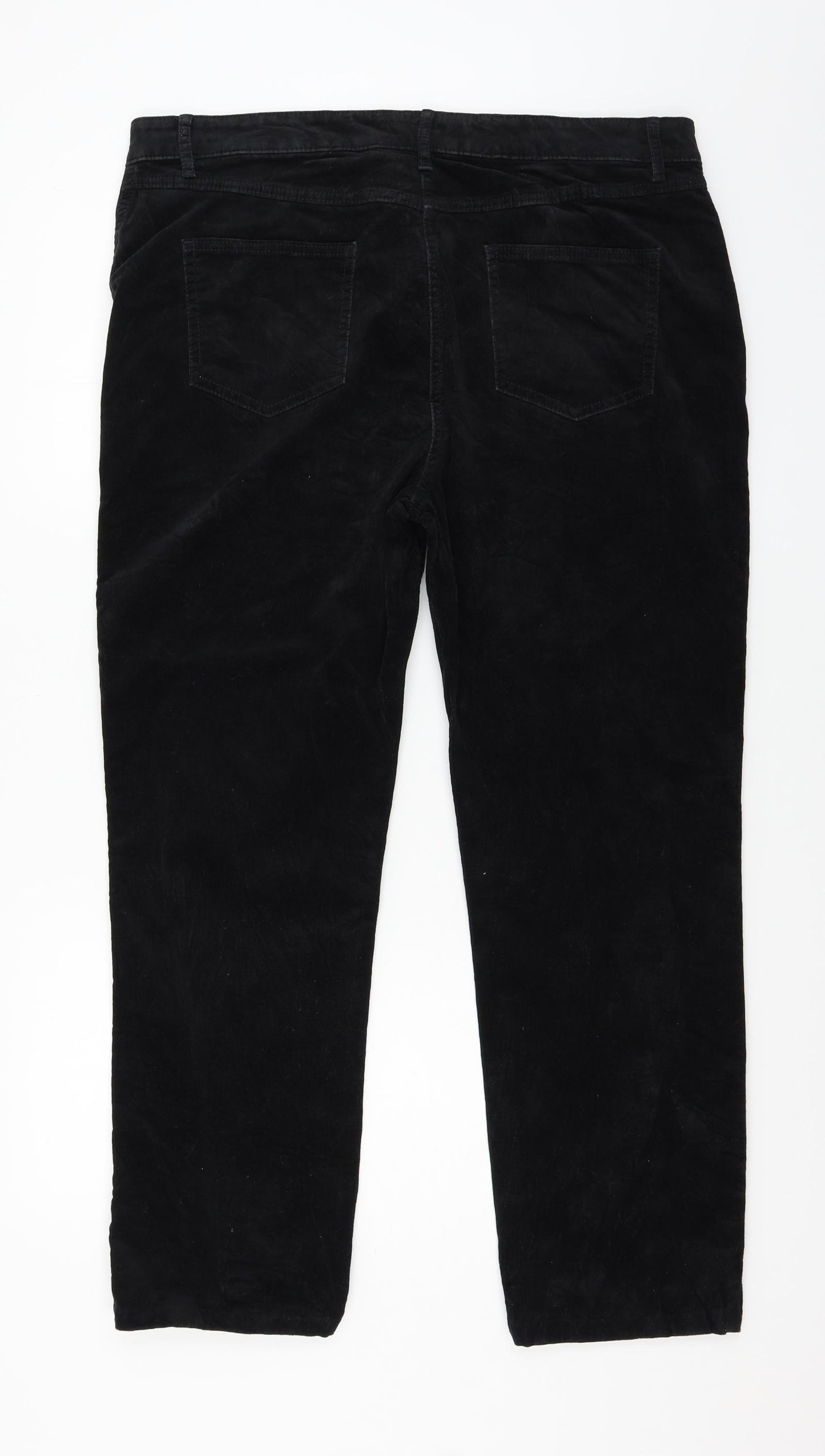 Marks and Spencer Womens Black  Corduroy Trousers  Size 18 L28 in