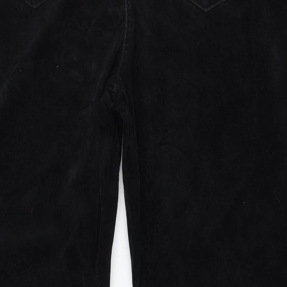 Marks and Spencer Womens Black  Corduroy Trousers  Size 18 L28 in