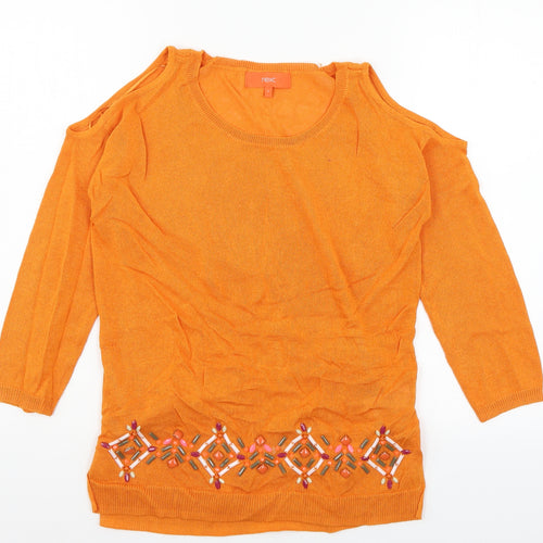 NEXT Womens Orange  Knit Pullover Jumper Size 6  - Cut out shoulder