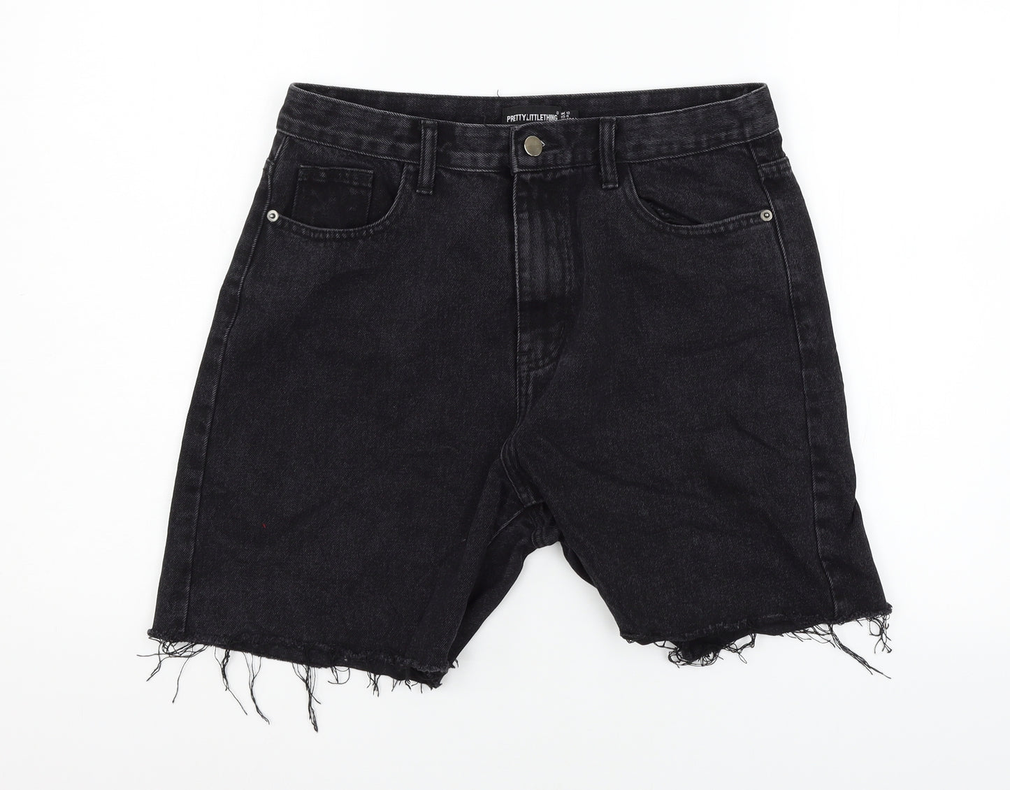 PRETTYLITTLETHING Womens Black  Denim Hot Pants Shorts Size 12