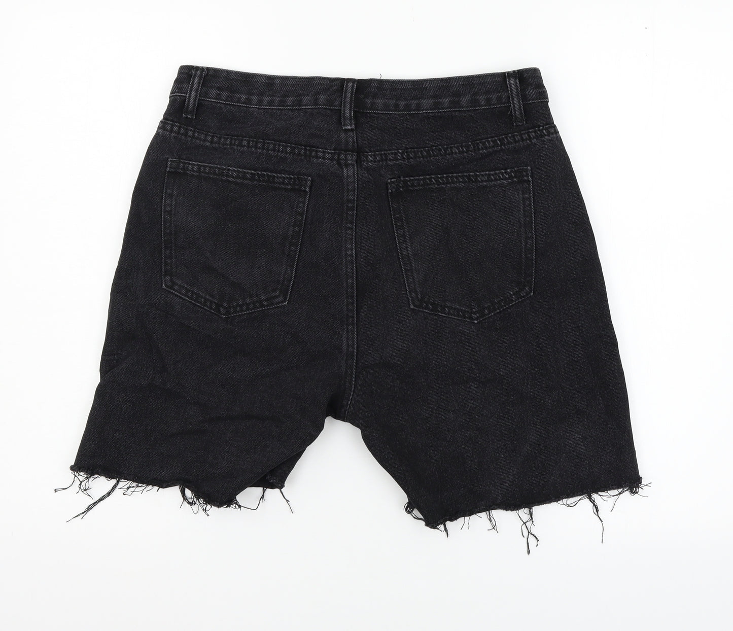 PRETTYLITTLETHING Womens Black  Denim Hot Pants Shorts Size 12