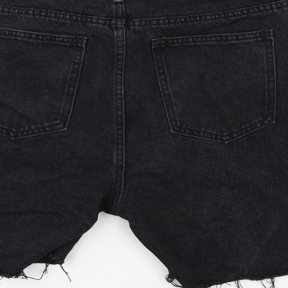 PRETTYLITTLETHING Womens Black  Denim Hot Pants Shorts Size 12