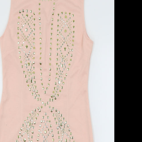 Layers Womens Pink Geometric Jersey Bodycon  Size S