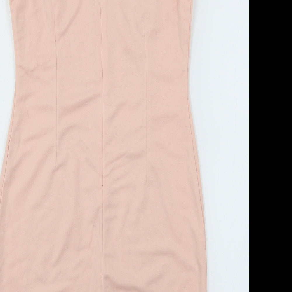 Layers Womens Pink Geometric Jersey Bodycon  Size S