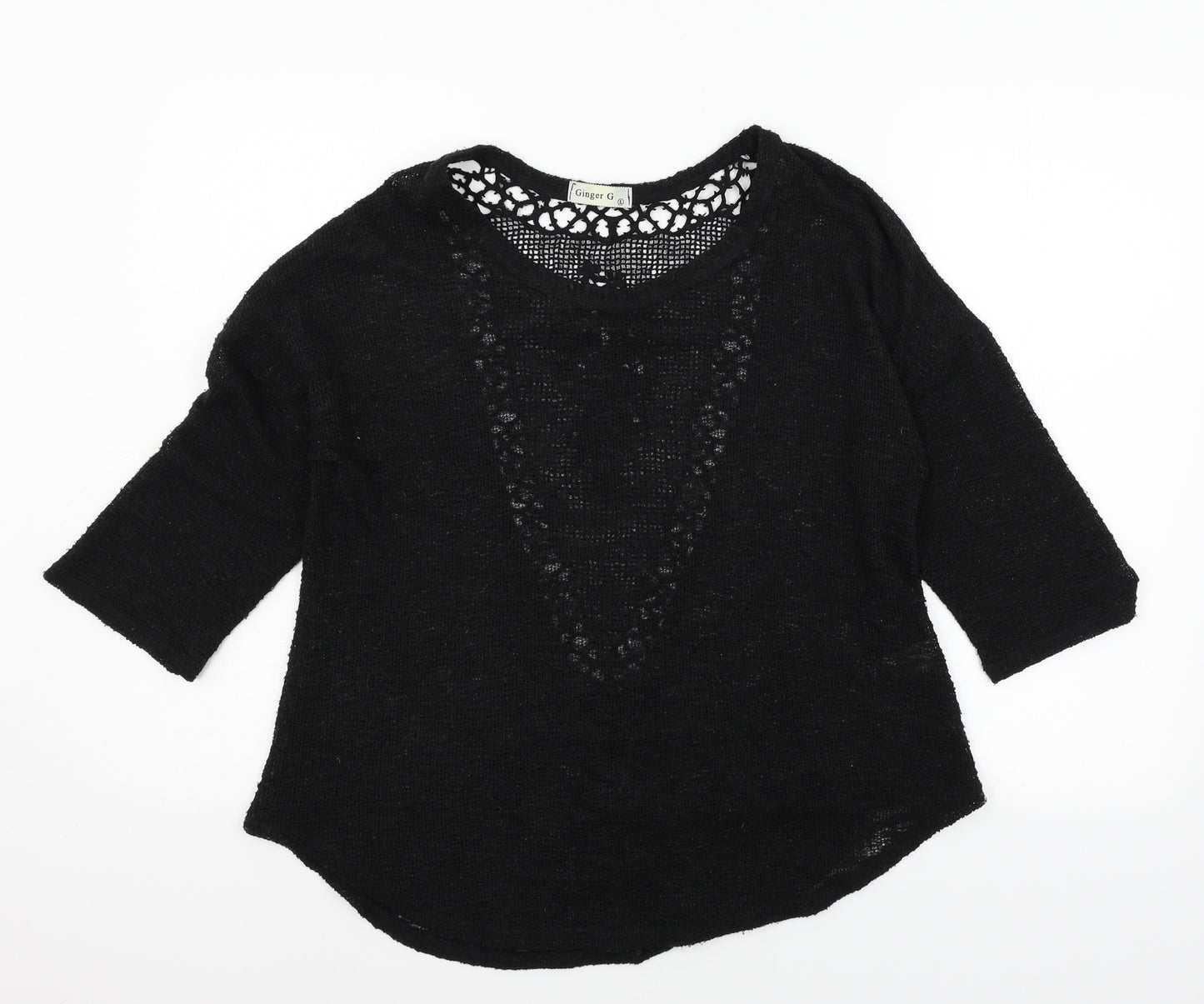 Ginger G Womens Black  Knit Pullover Jumper Size L