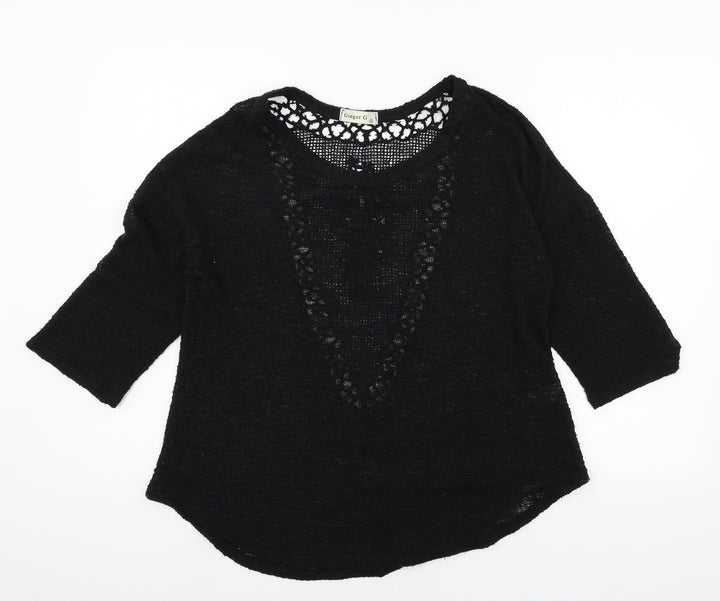 Ginger G Womens Black Knit Pullover Jumper Size L