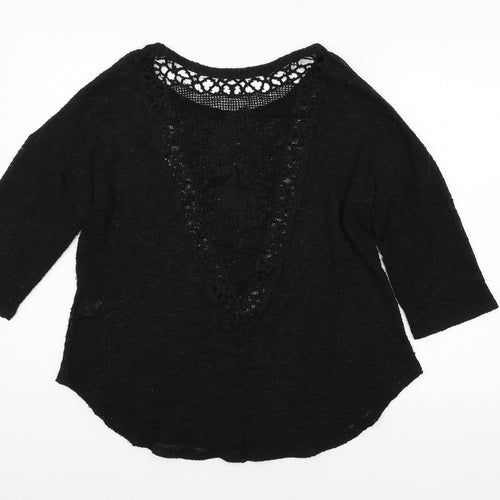 Ginger G Womens Black  Knit Pullover Jumper Size L