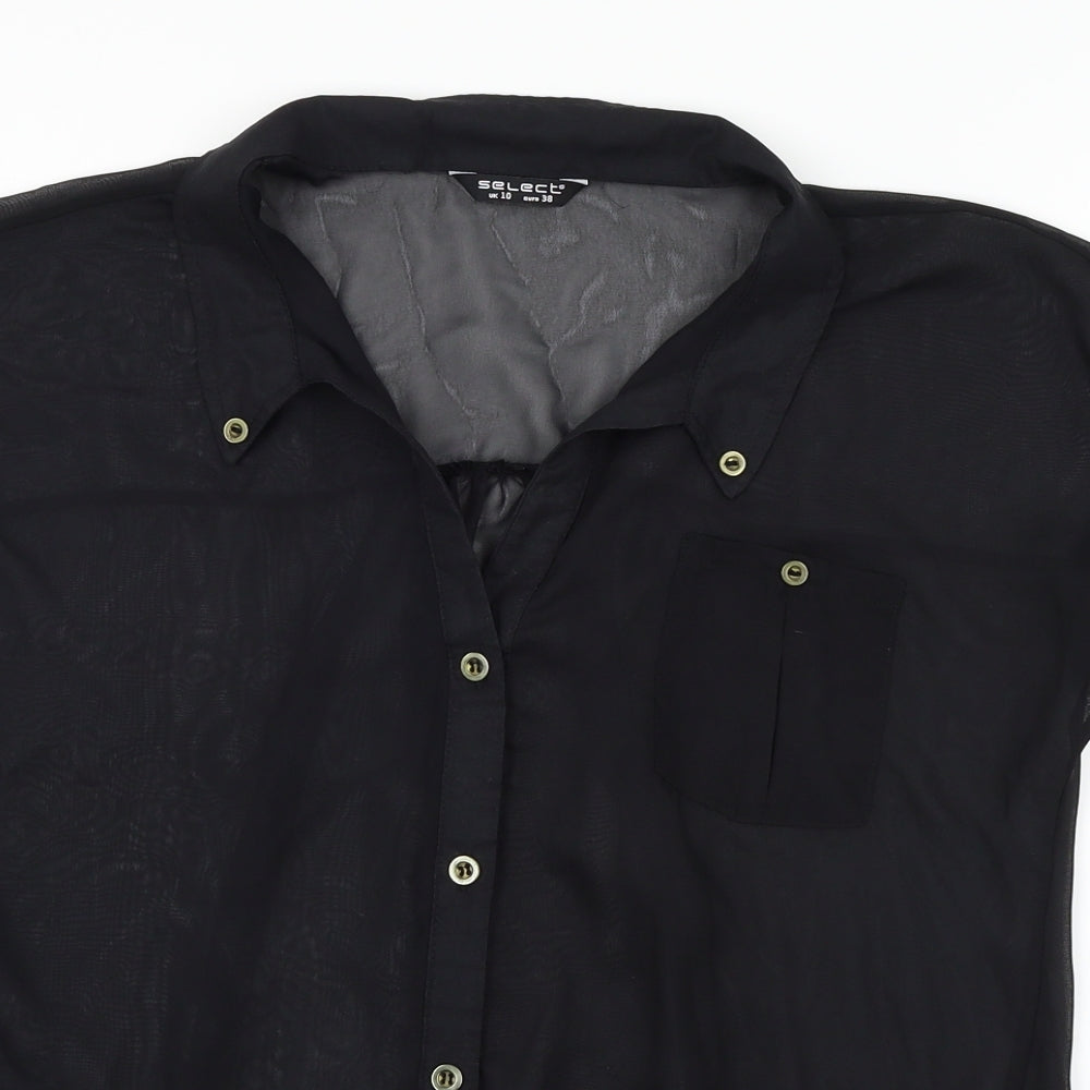 Select Womens Black  Chiffon Basic Blouse Size 10