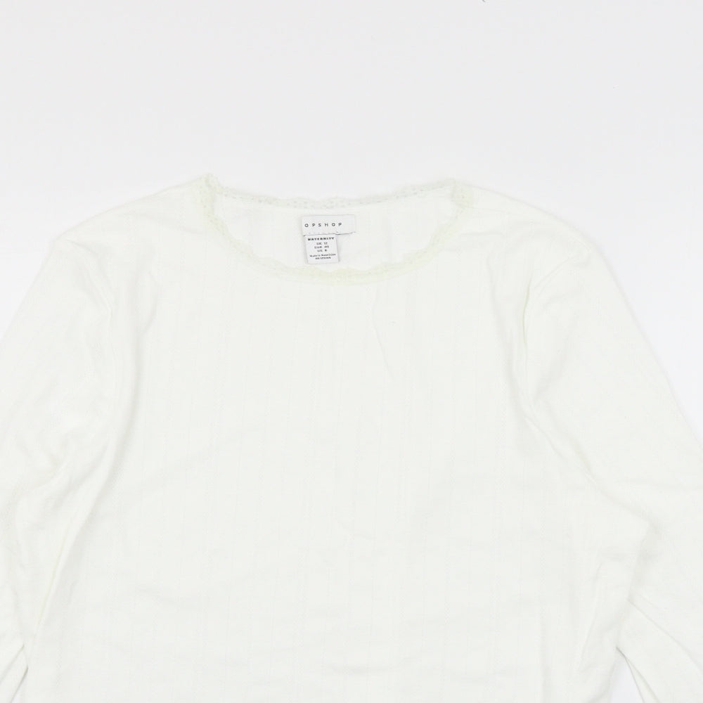 Topshop Womens White  Jersey Basic T-Shirt Size 12