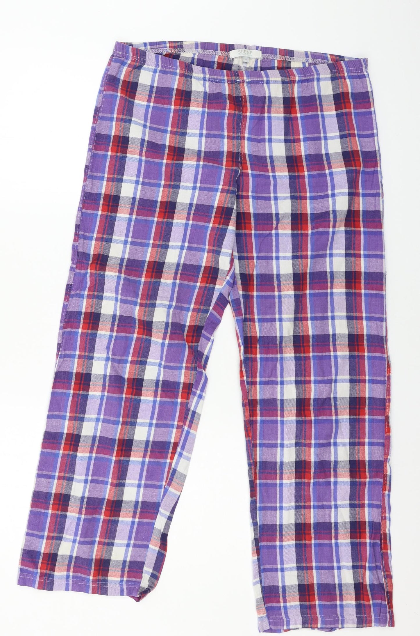 Debenhams Womens Purple Plaid Jersey Capri Pyjama Pants Size 10
