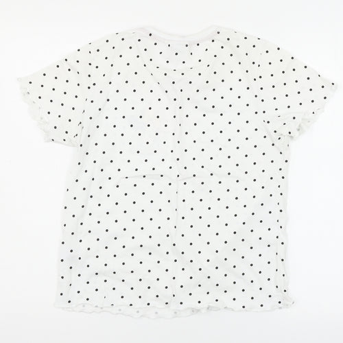 Disney Womens White Polka Dot Jersey Top Pyjama Top Size 10  - Minnie Mouse