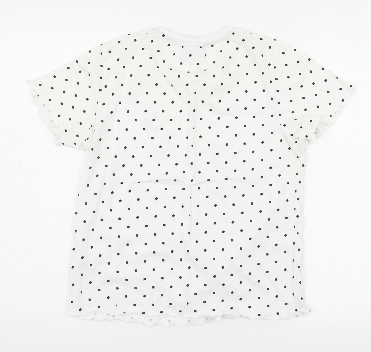 Disney Womens White Polka Dot Jersey Top Pyjama Top Size 10  - Minnie Mouse