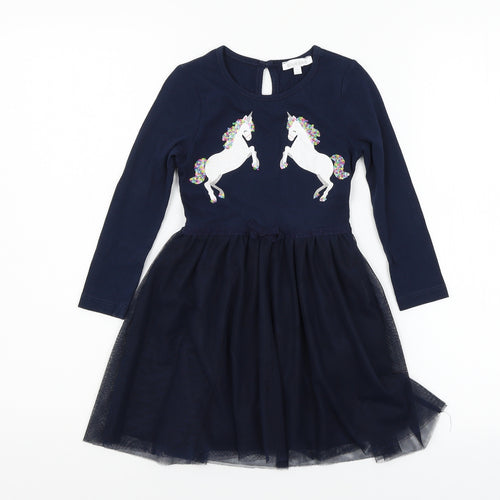 Blue Zoo Girls Blue  Jersey Skater Dress  Size 2-3 Years  - Unicorn