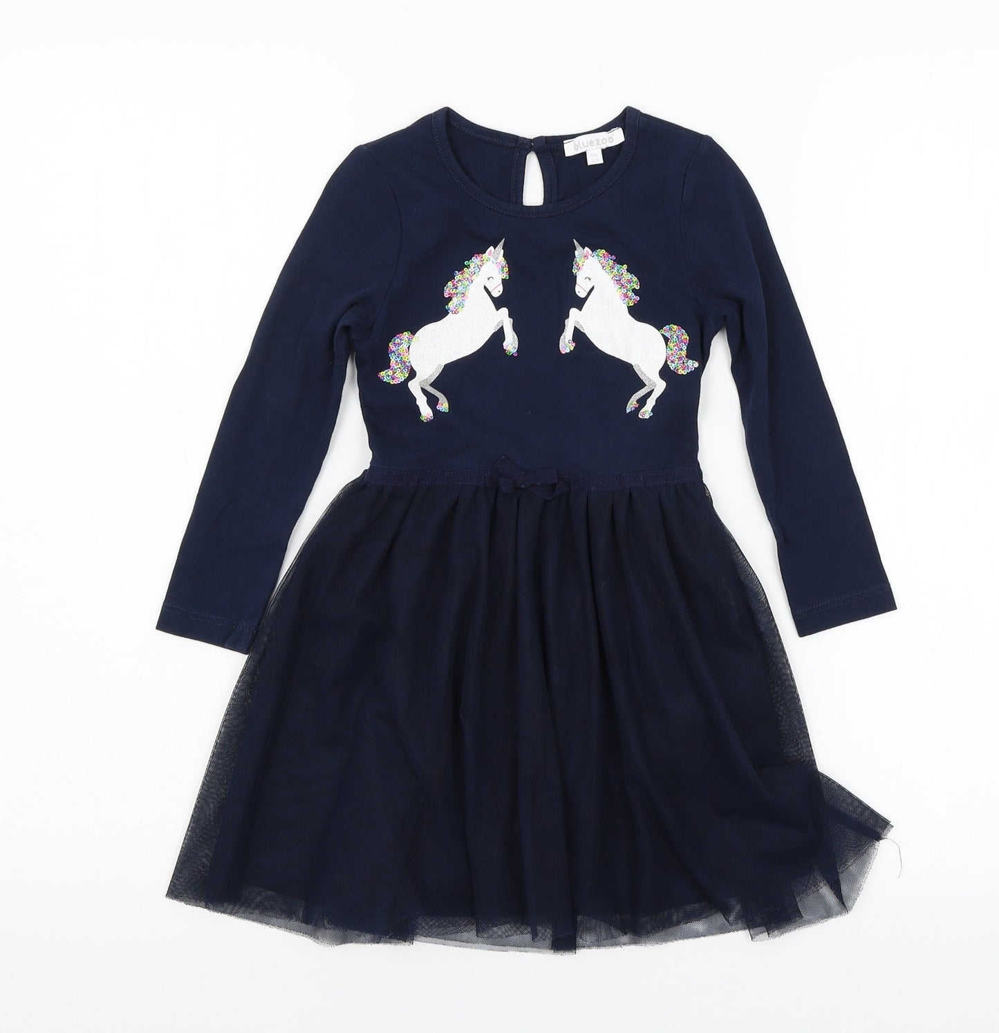 Blue Zoo Girls Blue  Jersey Skater Dress  Size 2-3 Years  - Unicorn