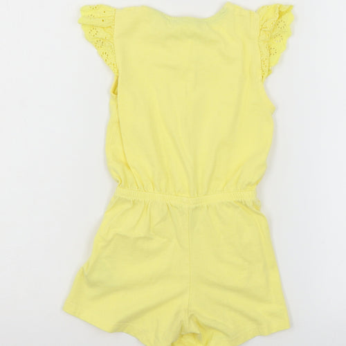 Mothercare Girls Yellow  Jersey Playsuit One-Piece Size 3-4 Years