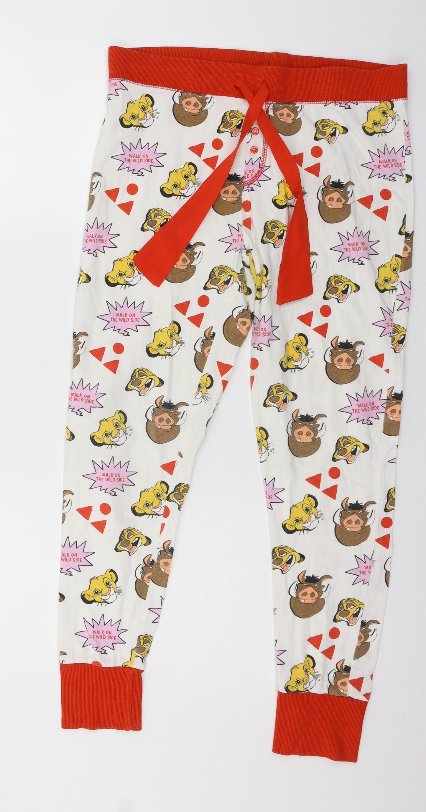 love to lounge  Womens White Geometric Jersey Capri Pyjama Pants Size 12  - Lion king