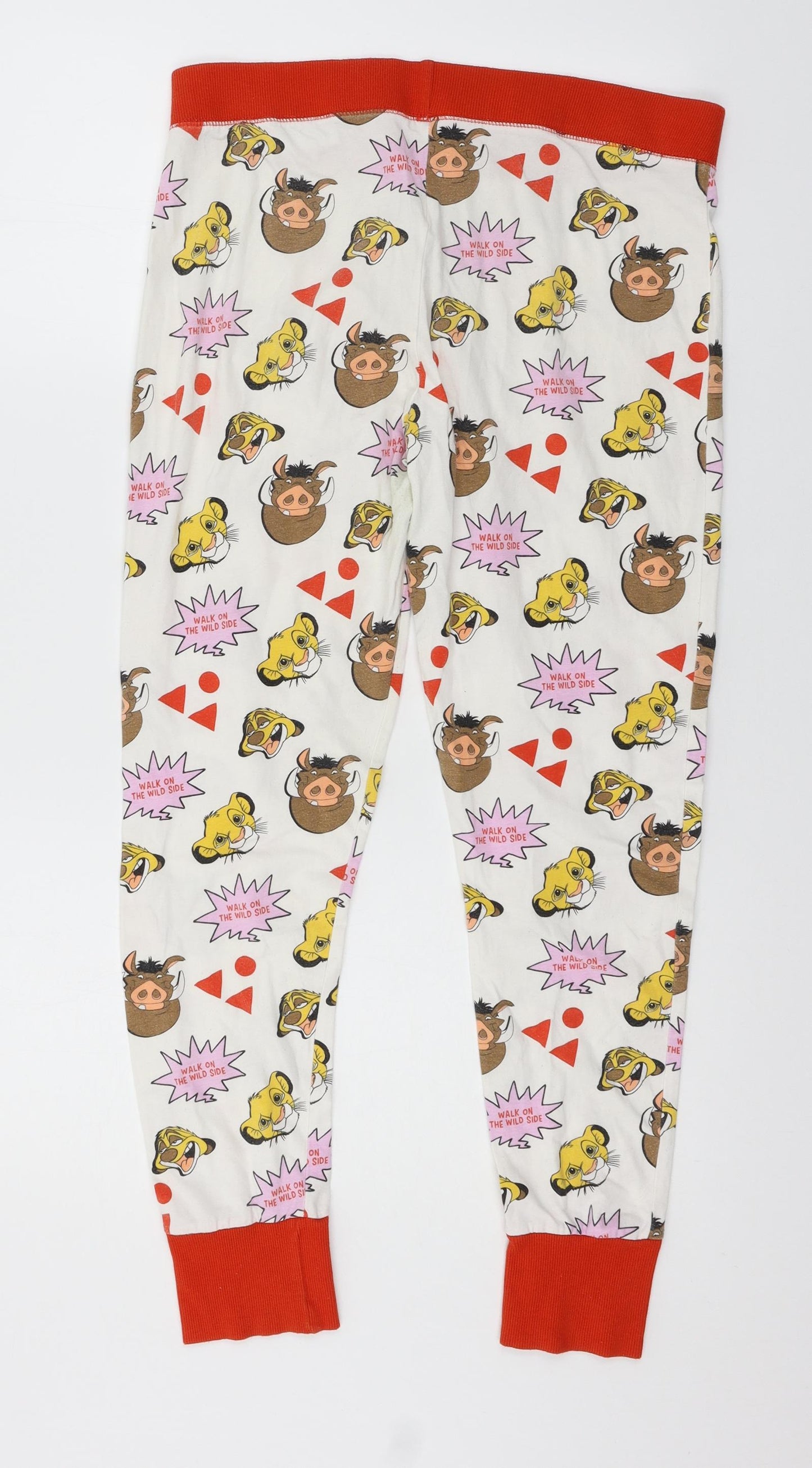 love to lounge  Womens White Geometric Jersey Capri Pyjama Pants Size 12  - Lion king
