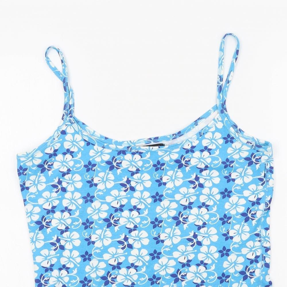 Papaya Womens Blue Geometric  Basic T-Shirt Size 16