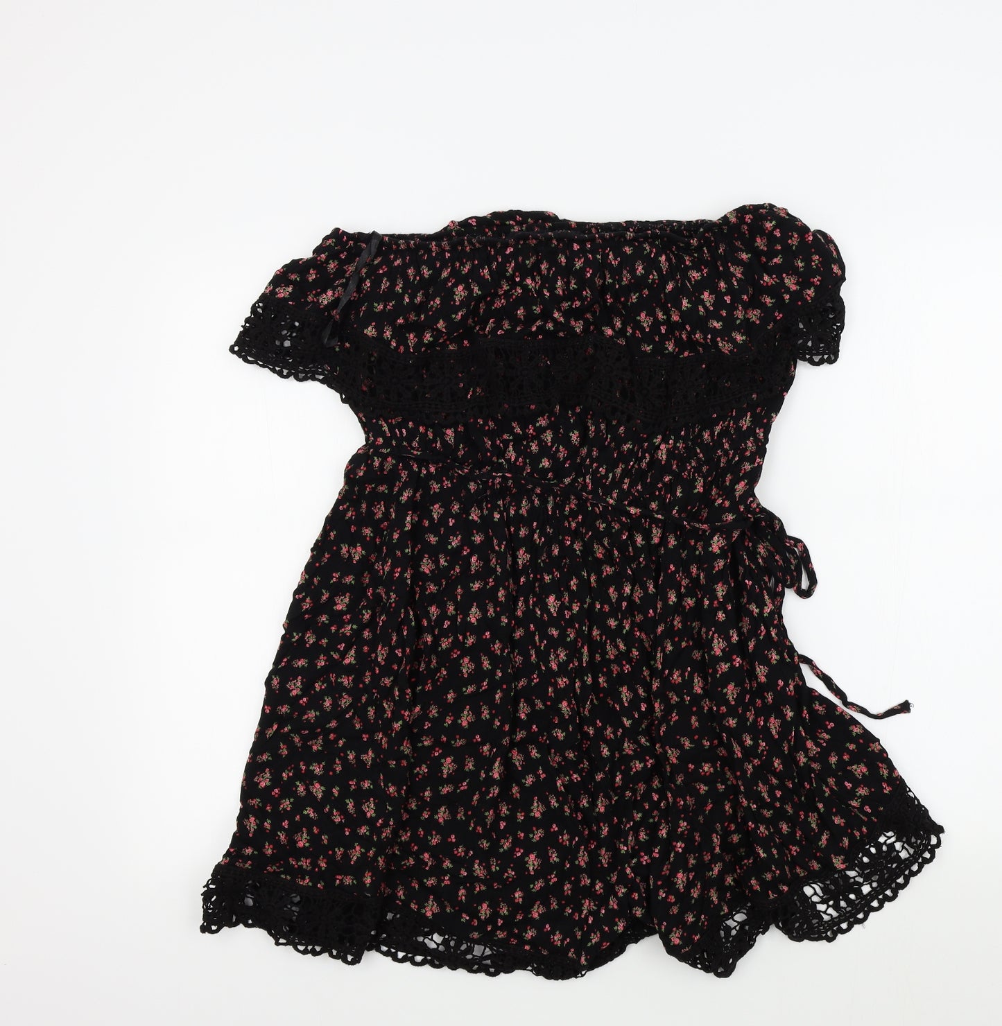 Primark Womens Black Floral  Fit & Flare  Size 16