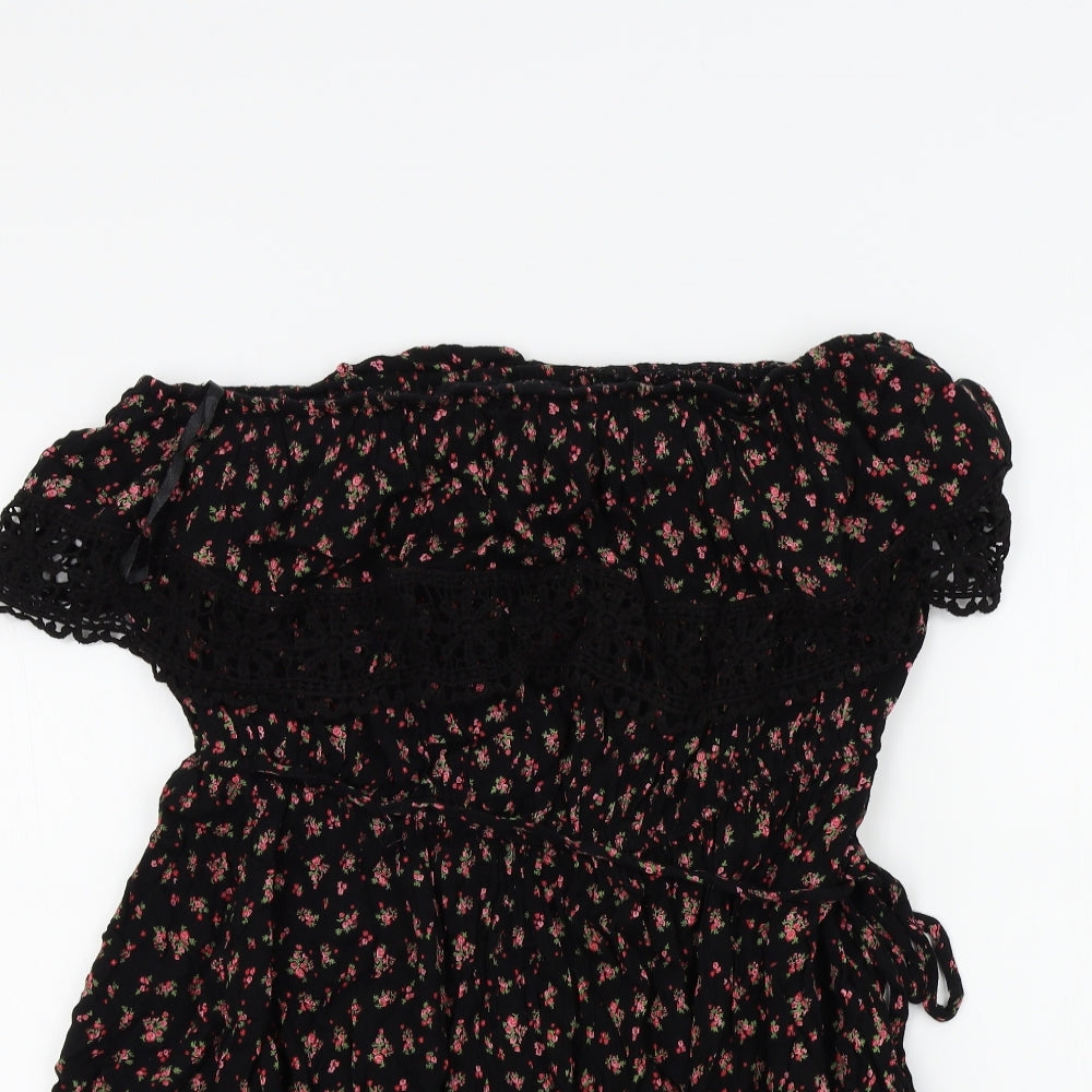 Primark Womens Black Floral  Fit & Flare  Size 16