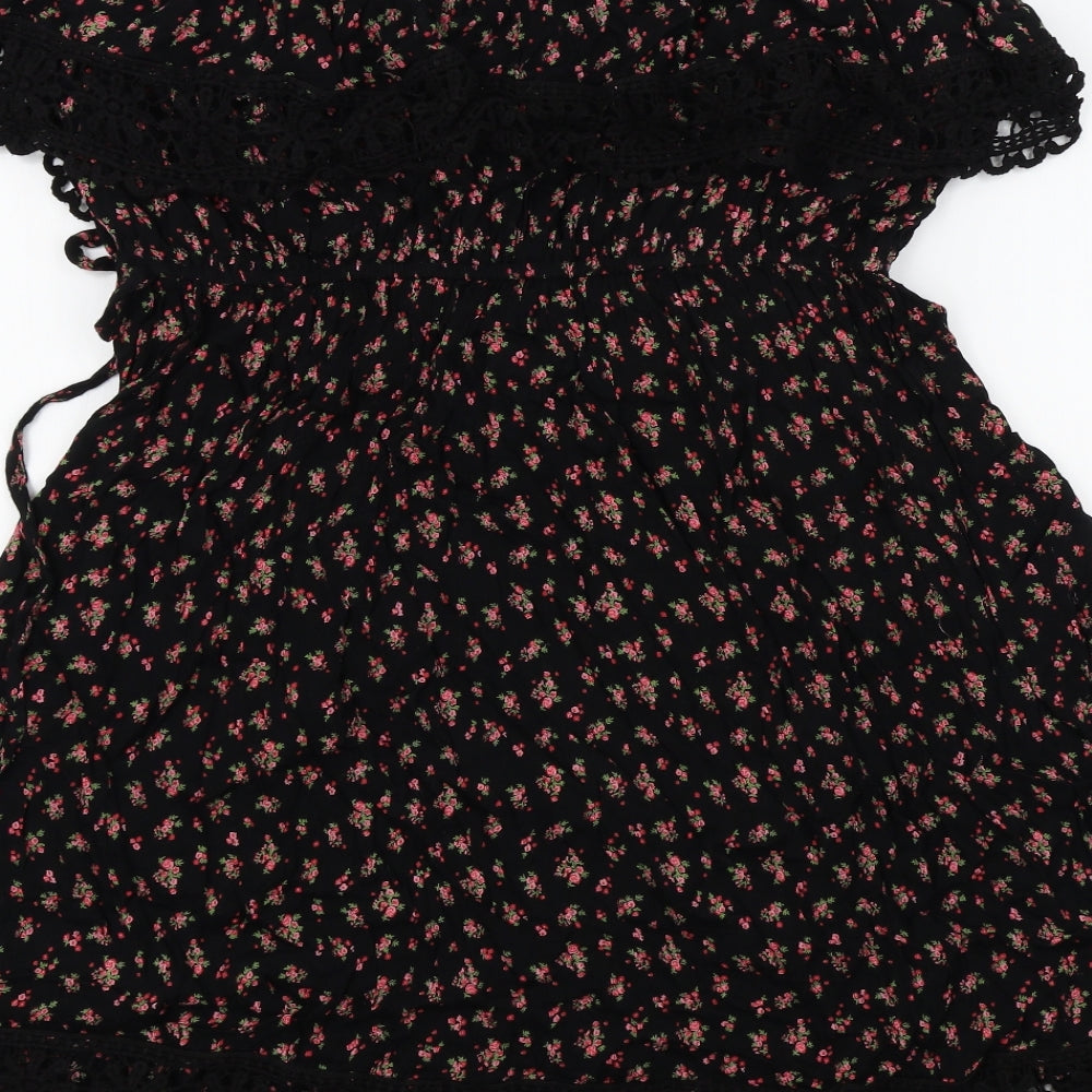 Primark Womens Black Floral  Fit & Flare  Size 16