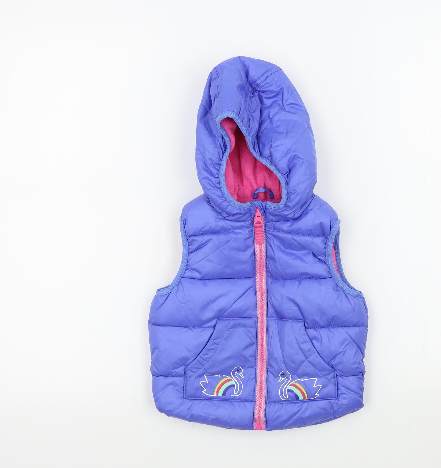 M&S Girls Blue Colourblock  Basic Coat Coat Size 12-18 Months