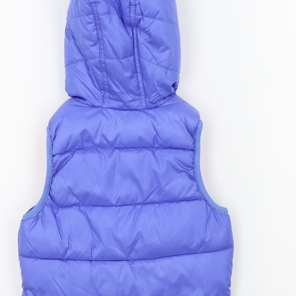 M&S Girls Blue Colourblock  Basic Coat Coat Size 12-18 Months