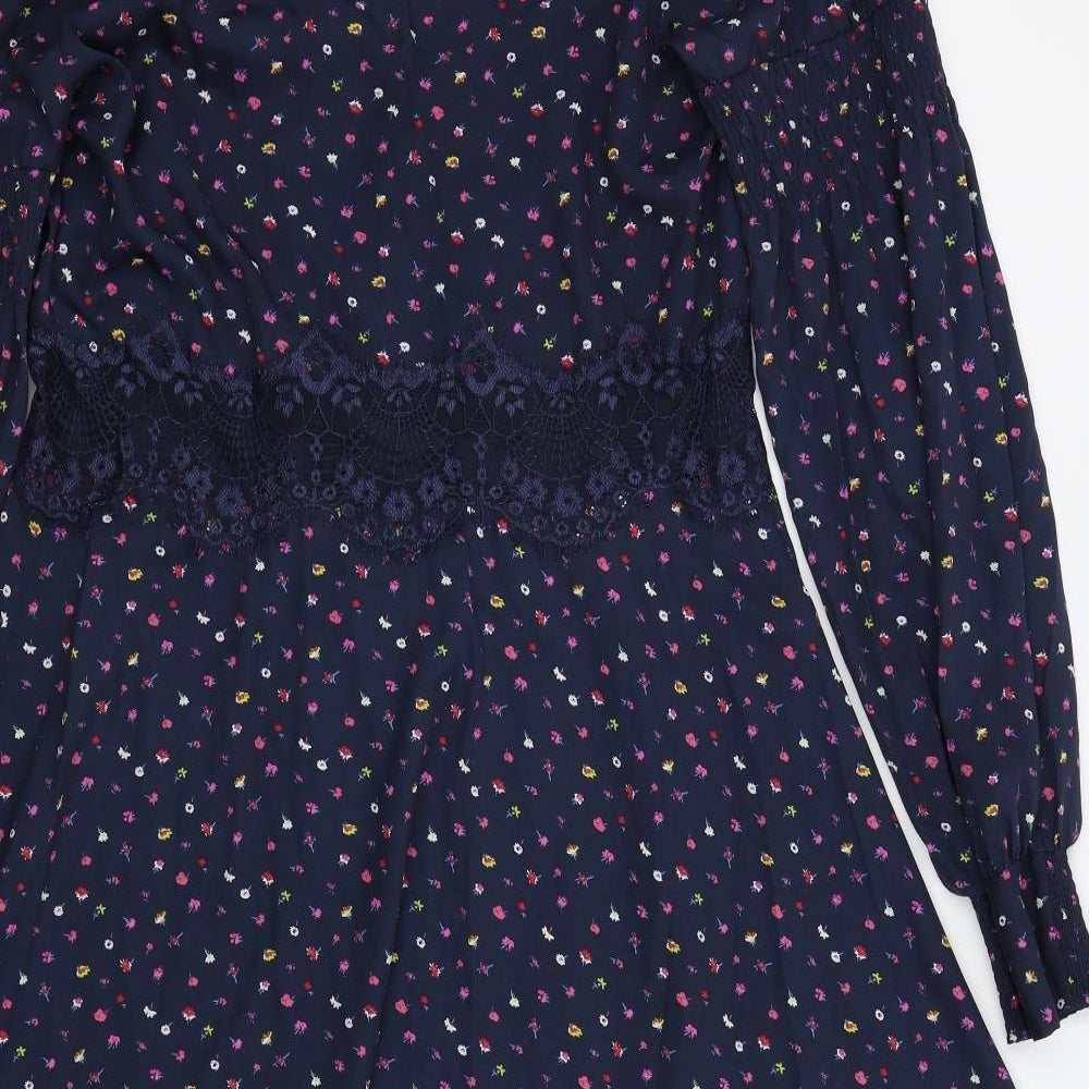 wearhouse Womens Blue Floral  Fit & Flare  Size 14