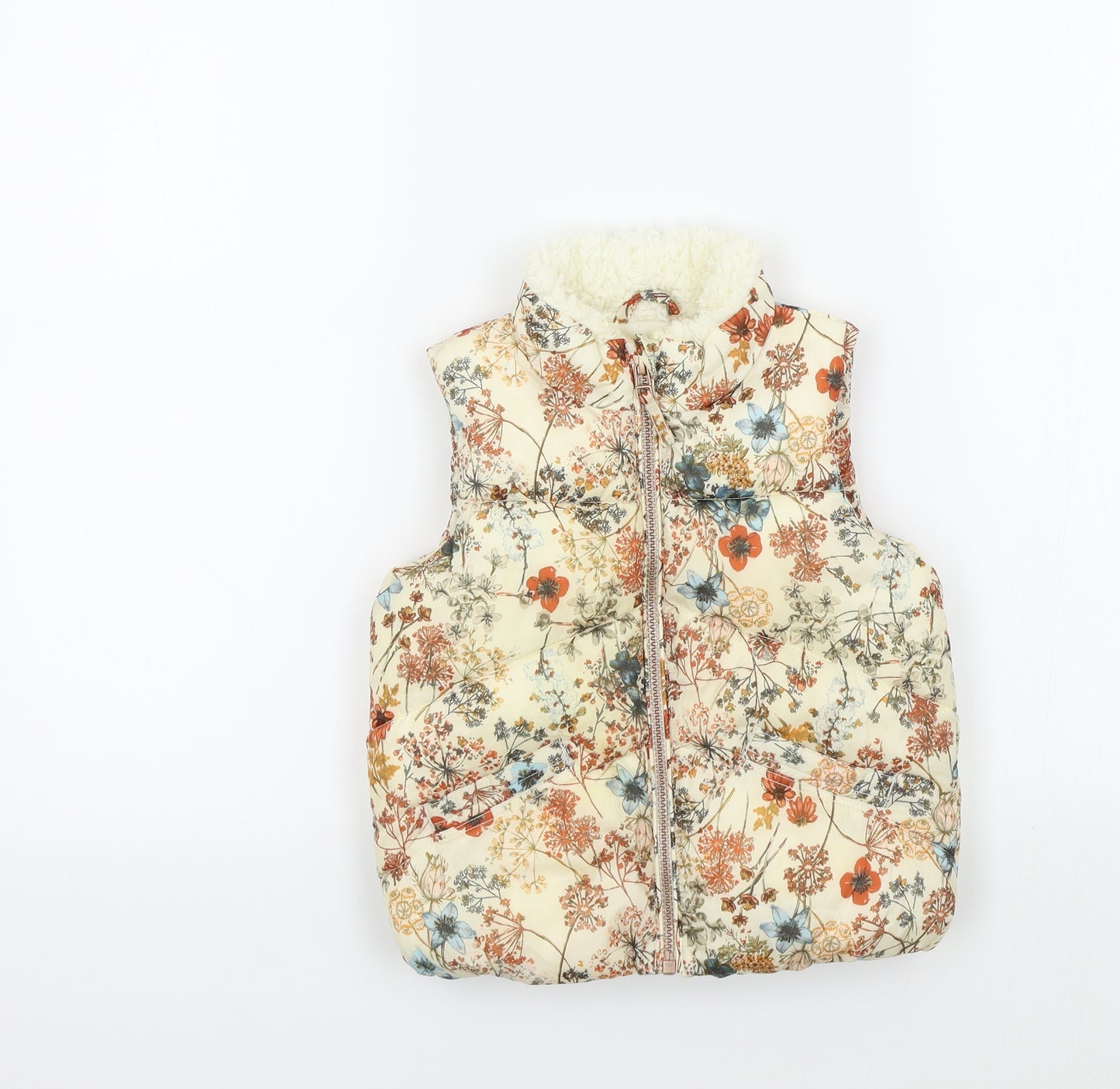 NEXT Girls Brown Floral  Basic Coat Waistcoat Size 2-3 Years