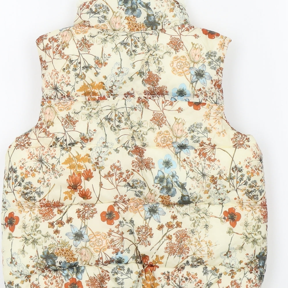 NEXT Girls Brown Floral  Basic Coat Waistcoat Size 2-3 Years
