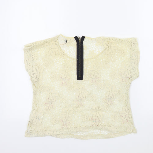 ribbon Womens Beige Colourblock  Basic T-Shirt Size M