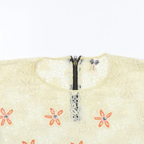 ribbon Womens Beige Colourblock  Basic T-Shirt Size M