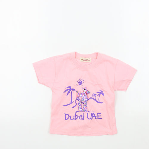 arabikka Girls Pink Colourblock  Basic T-Shirt Size 18-24 Months