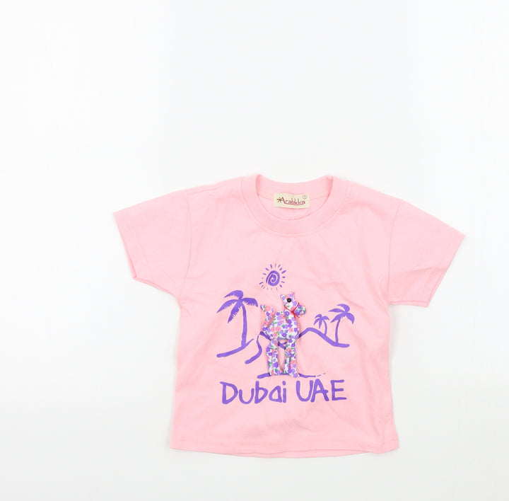 arabikka Girls Pink Colourblock  Basic T-Shirt Size 18-24 Months