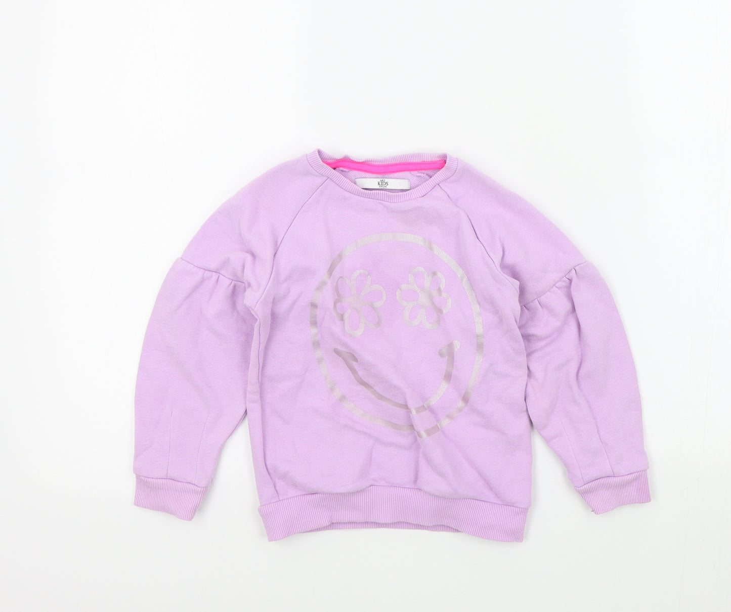 M&S Girls Purple Colourblock  Pullover Jumper Size 3-4 Years