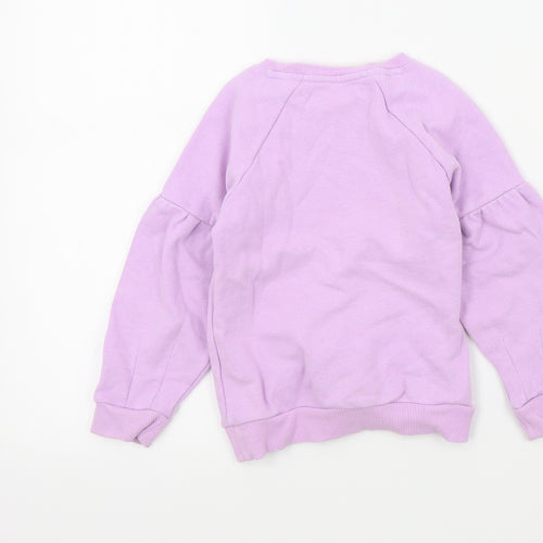 M&S Girls Purple Colourblock  Pullover Jumper Size 3-4 Years