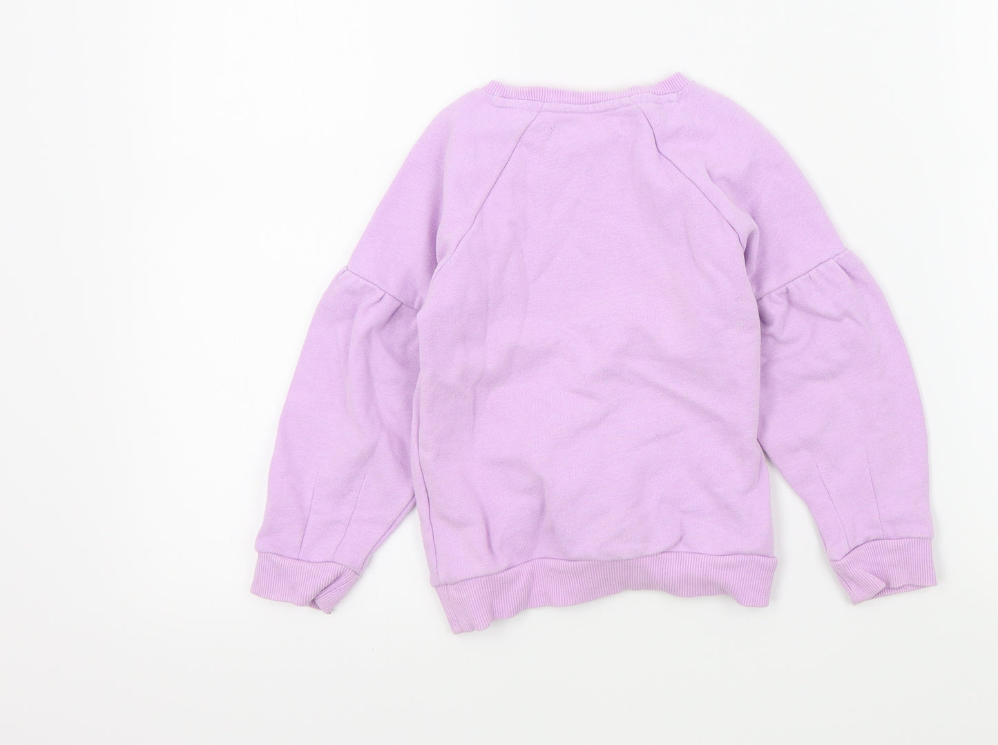 M&S Girls Purple Colourblock  Pullover Jumper Size 3-4 Years