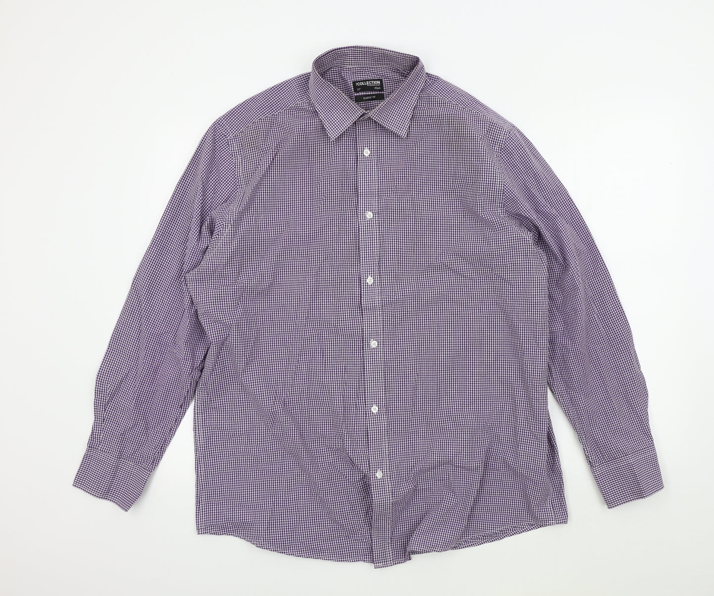 Debenhams Mens Purple Check   Button-Up Size 17
