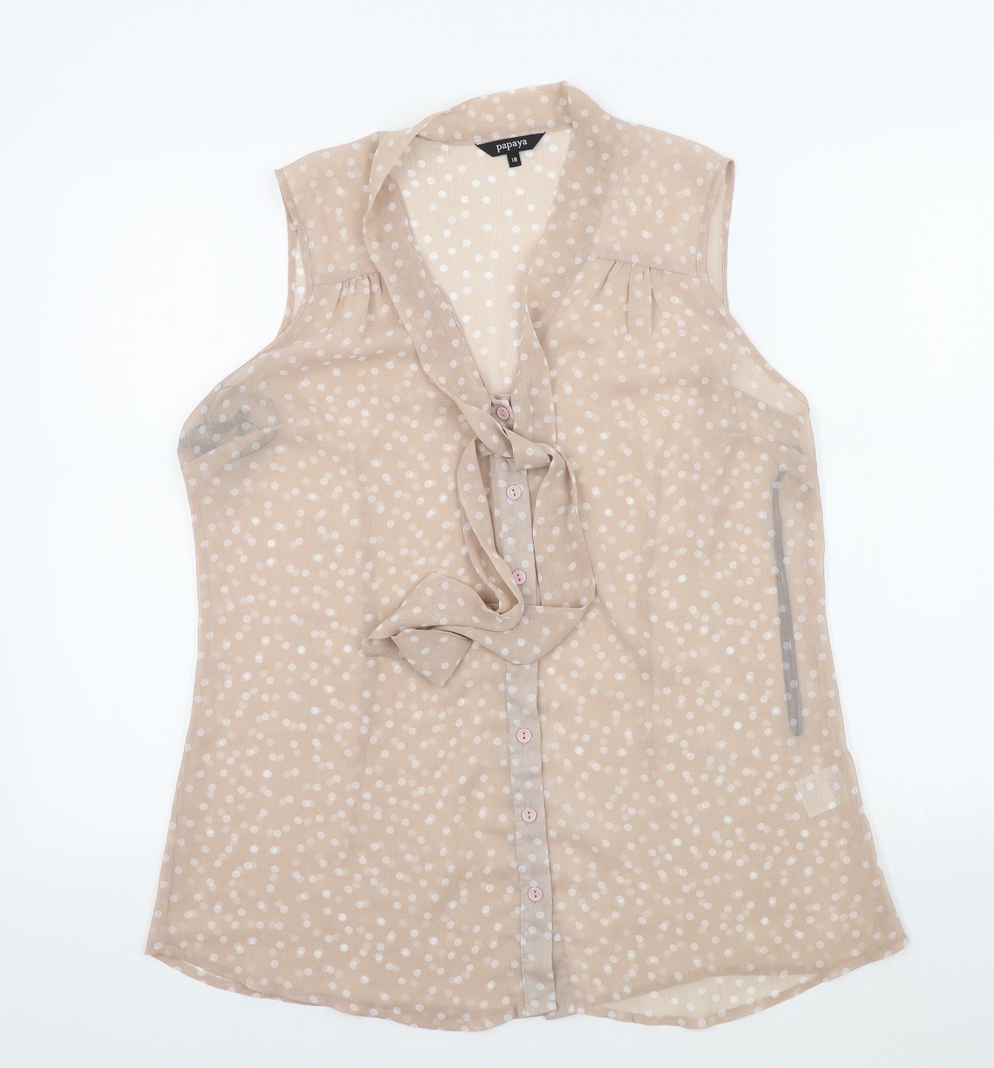 papay Womens Pink Polka Dot  Basic Blouse Size 18