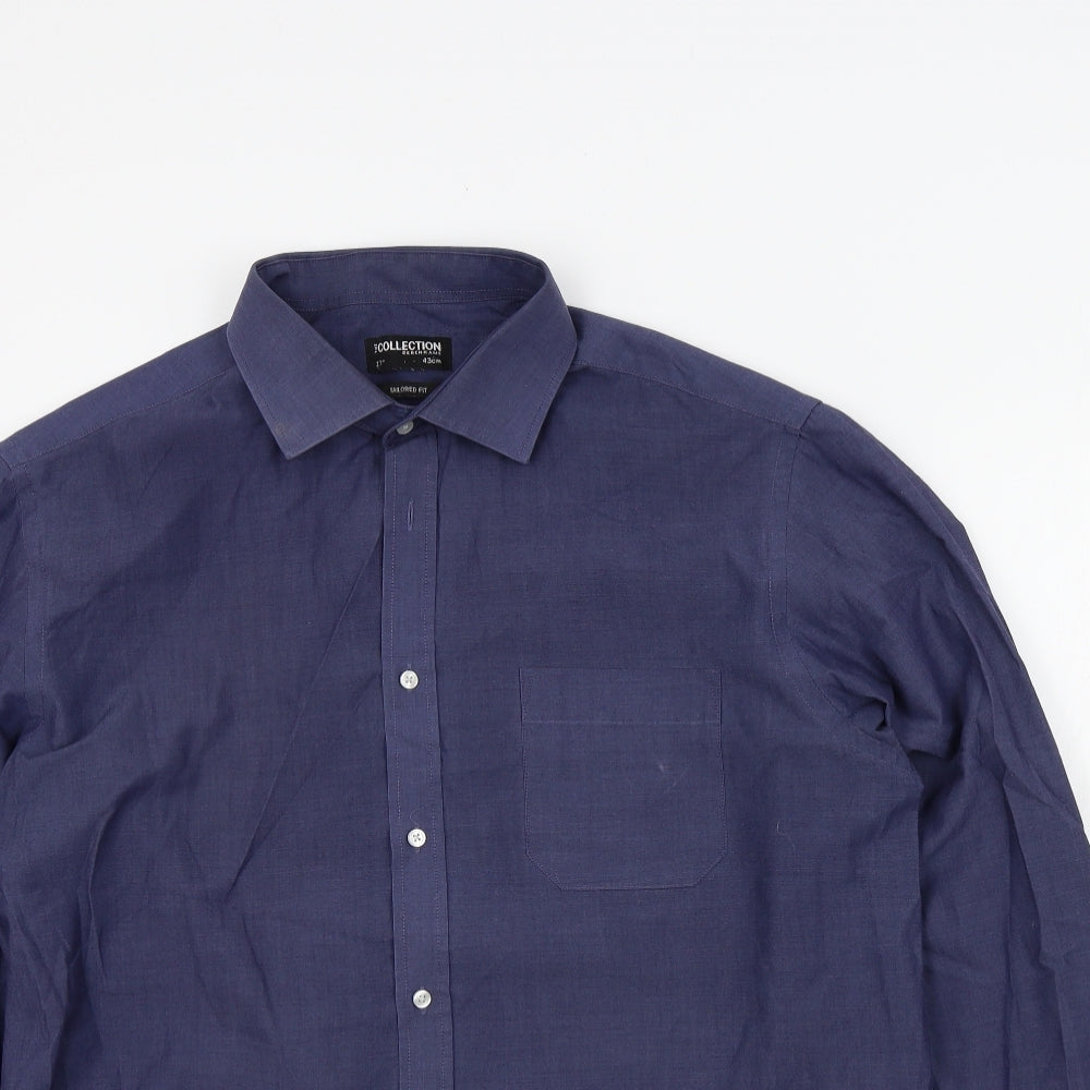 Debenhams Mens Blue Colourblock   Button-Up Size 17