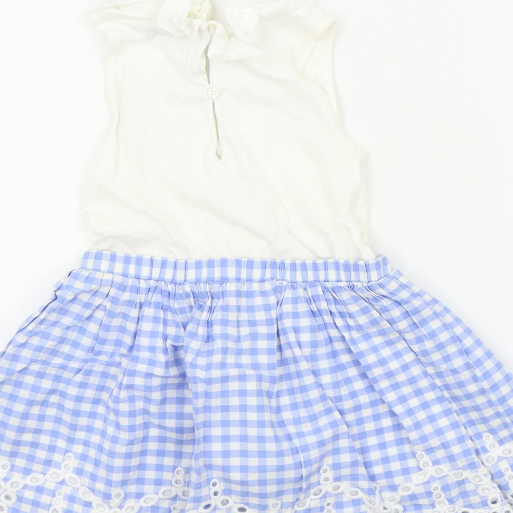 NEXT Girls Blue Check  Fit & Flare  Size 12-18 Months