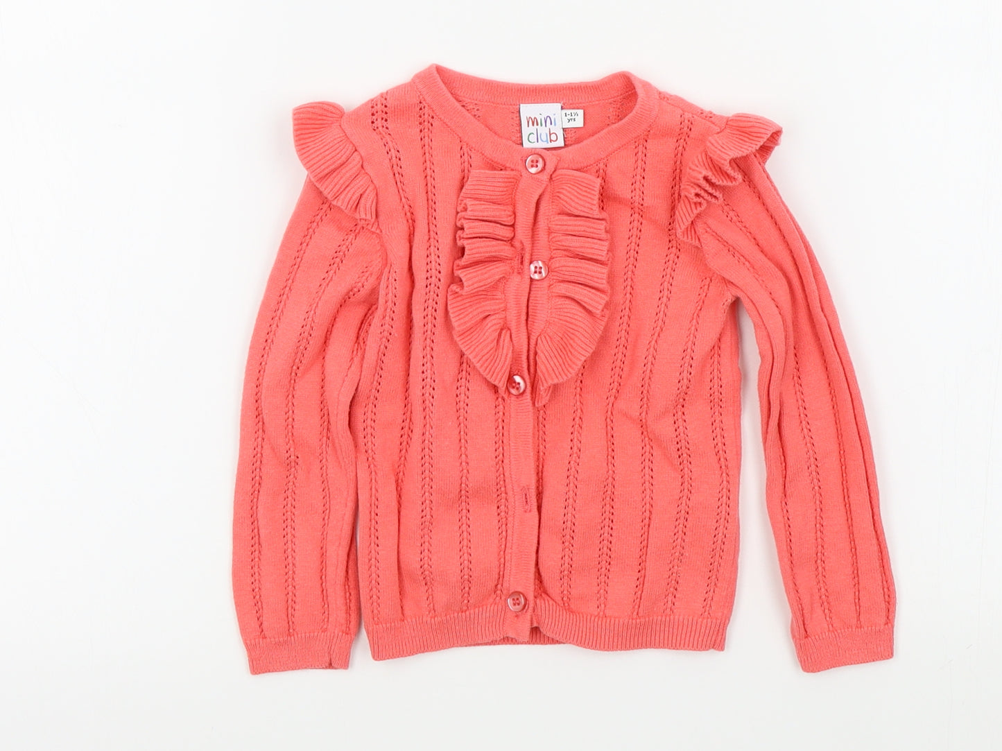 Mini Club Girls Pink Colourblock  Cardigan Jumper Size 12-18 Months