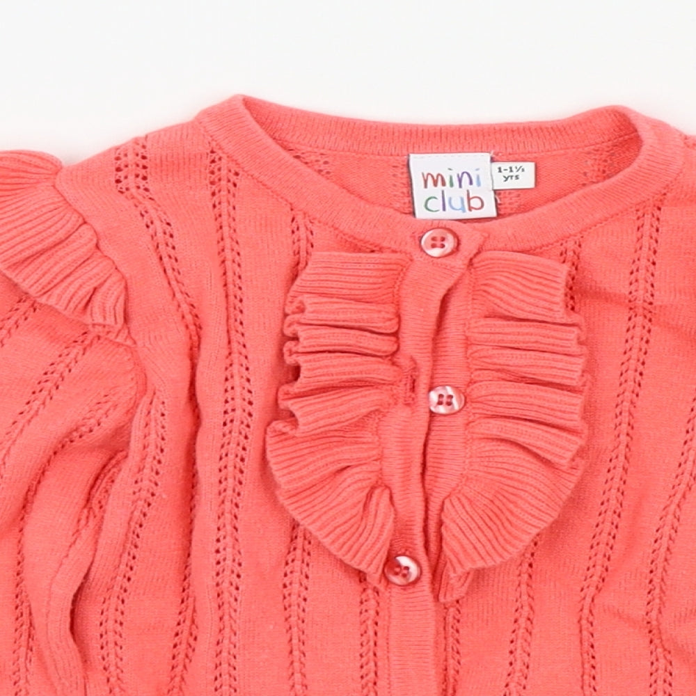 Mini Club Girls Pink Colourblock  Cardigan Jumper Size 12-18 Months
