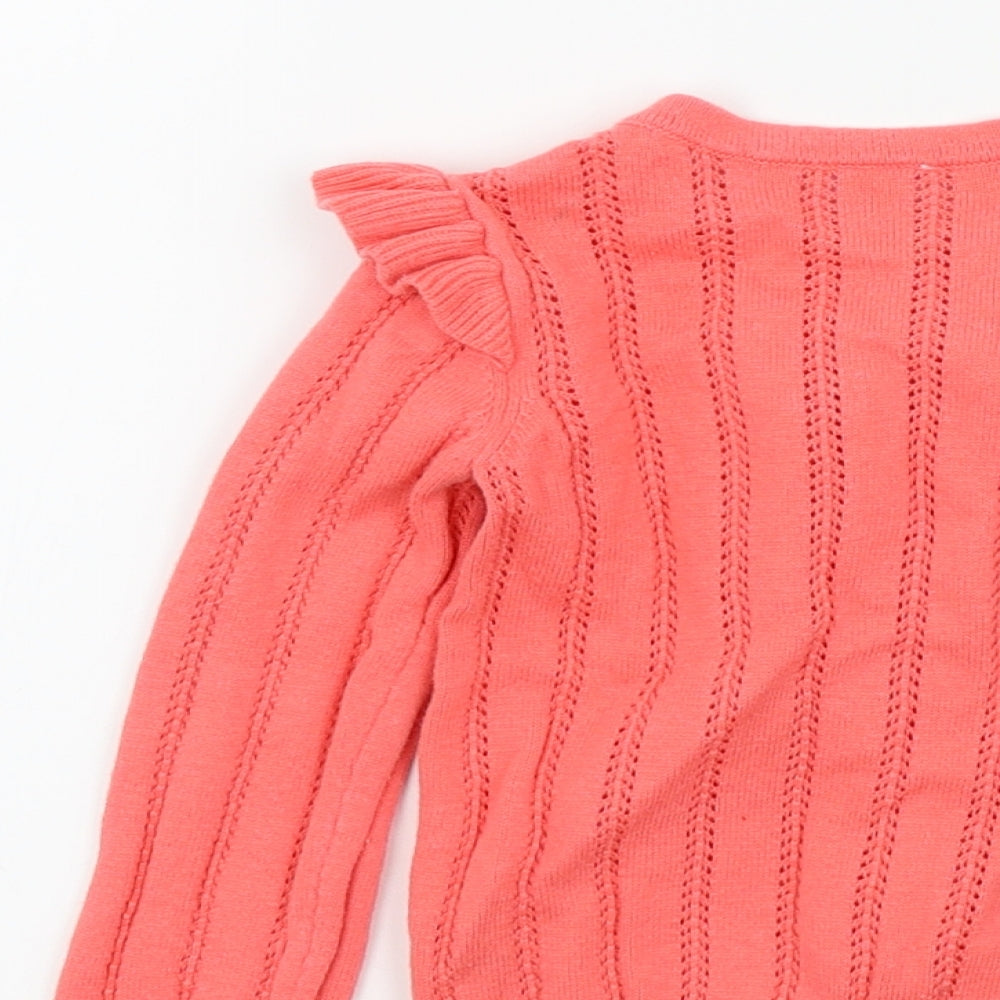 Mini Club Girls Pink Colourblock  Cardigan Jumper Size 12-18 Months