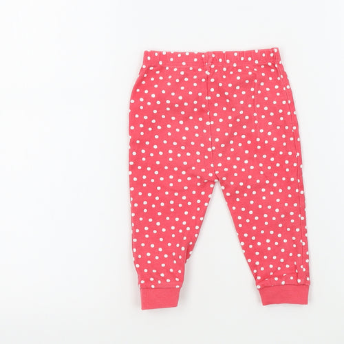 George Girls Pink Spotted  Jogger Leggings Size 9-12 Months